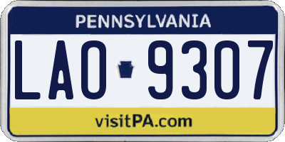 PA license plate LAO9307