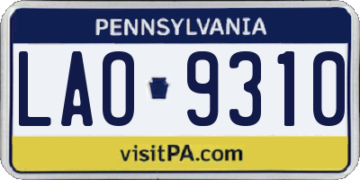 PA license plate LAO9310