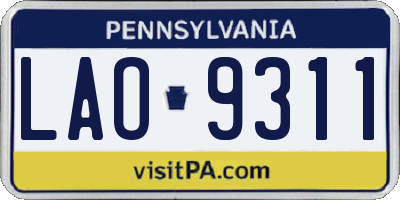 PA license plate LAO9311