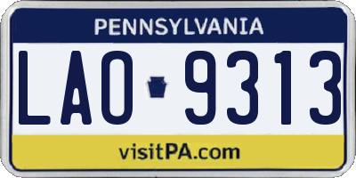 PA license plate LAO9313