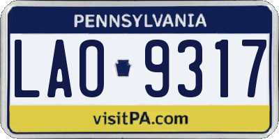PA license plate LAO9317