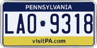 PA license plate LAO9318