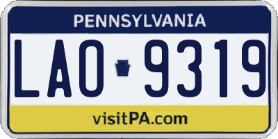PA license plate LAO9319