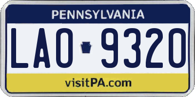 PA license plate LAO9320