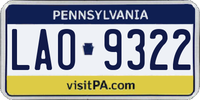 PA license plate LAO9322
