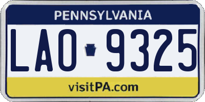 PA license plate LAO9325