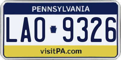 PA license plate LAO9326