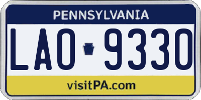 PA license plate LAO9330