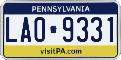 PA license plate LAO9331