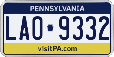 PA license plate LAO9332