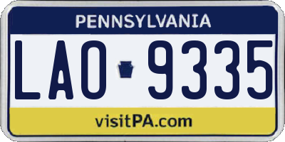 PA license plate LAO9335