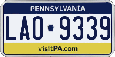 PA license plate LAO9339