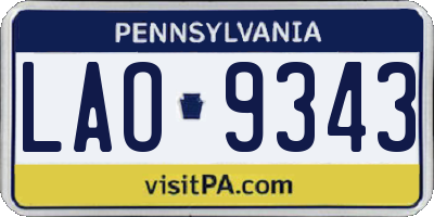 PA license plate LAO9343
