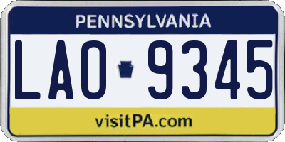 PA license plate LAO9345