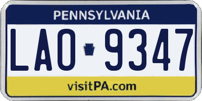 PA license plate LAO9347