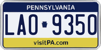 PA license plate LAO9350