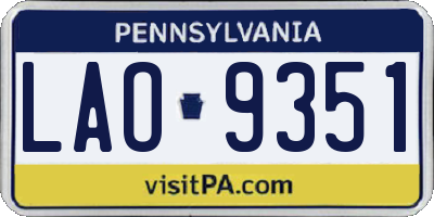 PA license plate LAO9351