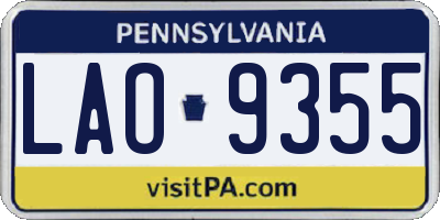 PA license plate LAO9355