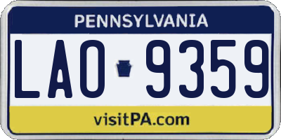 PA license plate LAO9359