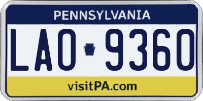 PA license plate LAO9360