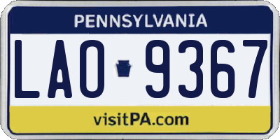 PA license plate LAO9367