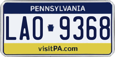 PA license plate LAO9368