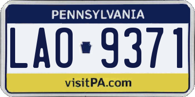 PA license plate LAO9371