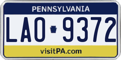 PA license plate LAO9372