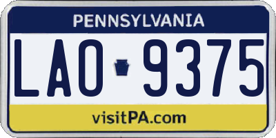 PA license plate LAO9375
