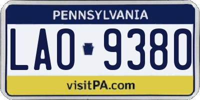 PA license plate LAO9380