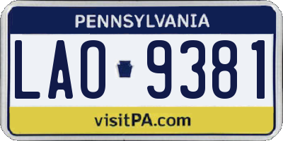 PA license plate LAO9381