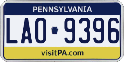 PA license plate LAO9396