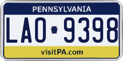 PA license plate LAO9398