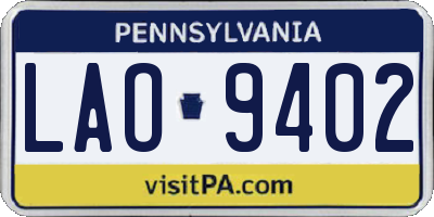PA license plate LAO9402