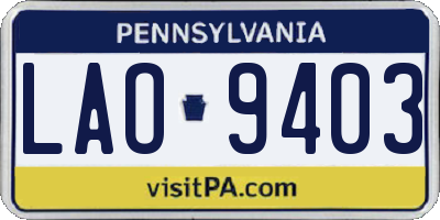 PA license plate LAO9403