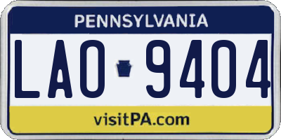 PA license plate LAO9404