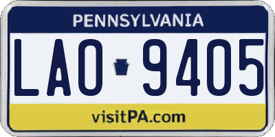 PA license plate LAO9405