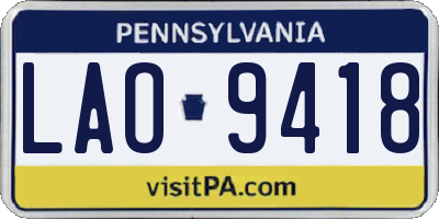 PA license plate LAO9418