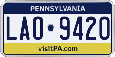PA license plate LAO9420