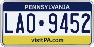 PA license plate LAO9452