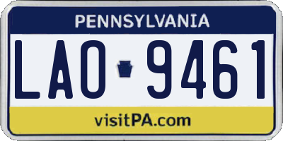 PA license plate LAO9461
