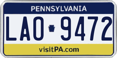 PA license plate LAO9472
