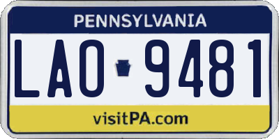 PA license plate LAO9481