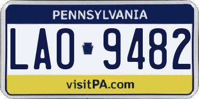 PA license plate LAO9482