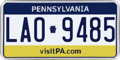 PA license plate LAO9485