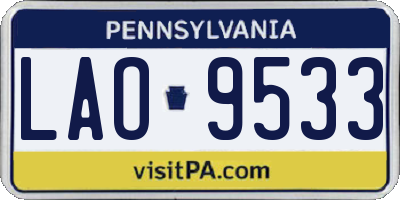 PA license plate LAO9533