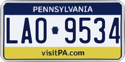 PA license plate LAO9534
