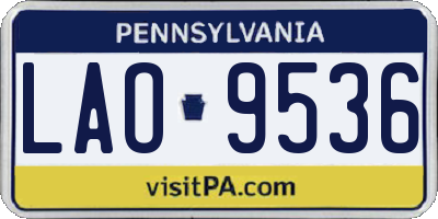 PA license plate LAO9536