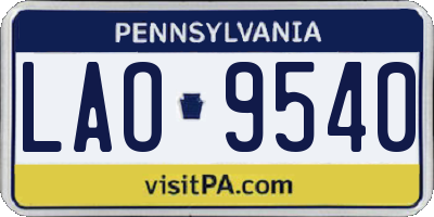 PA license plate LAO9540