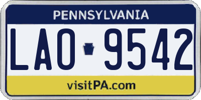 PA license plate LAO9542